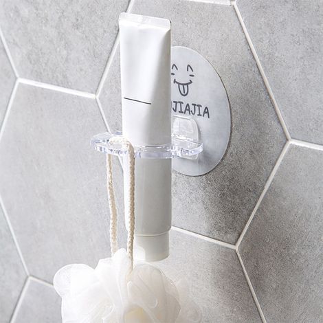 Porte-brosse à dents multifonctionnel, porte-dentifrice mural sans perçage, support de rangement mural (1/5)