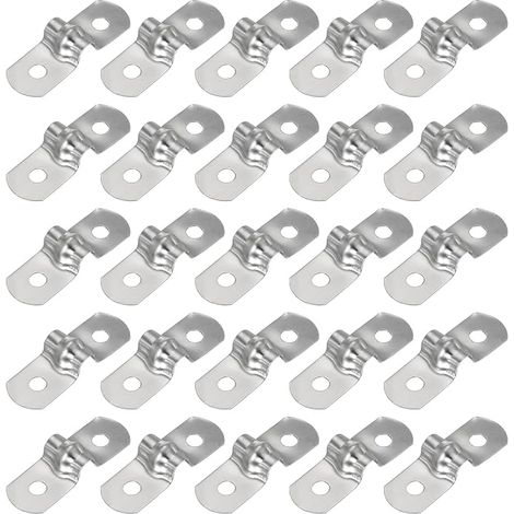 Collier rigide pour tuyau 5mm, 25 Pcs colliers conduits acier inox 304 2 trous support U fixation pour tuyaux câbles fils (1/5") (1/5)