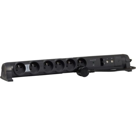 Bloc multiprise 6 prises avec protection parafoudre, 2 RJ45 et 2 TV - cordon 1,5 m - Legrand (050036)