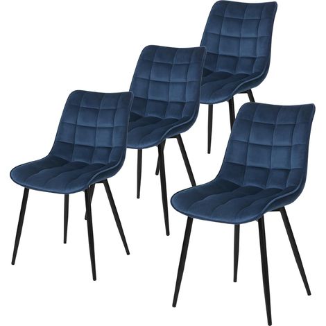 Woltu – Lot de 4 chaises de salle à manger – Chaise scandinave en velours bleu – Pieds en métal – Hauteur 85.5 cm – Capacité 120 kg (1/5)