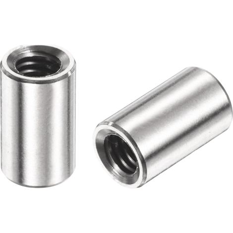 12pcs Manchon Fileté Rond M4 en Acier Inoxydable 304, Écrous Ronds d'Accouplement Connecteurs et Mécaniques Longueur 10mm, Manchon Tige Barre Écrou à Tige pour Support, M4x10x6mm (1/5)