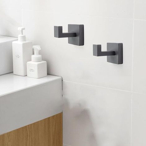 Bathroom Hook, Stainless Steel Towel Hook, Square Wall Hook, Coat Rack Bathroom Kitchen Bedroom (1/3)