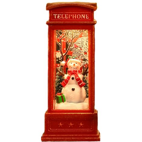 Lampe de Téléphone Cabine à Boule à Neige Lumineuse - Décoration de Noël pour Bar, KTV avec Bonhomme de Neige (1/5)