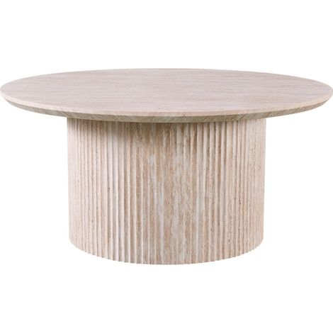 Table bassa VAGOS – Colore quercia chiara – Tavolino rotondo Ø80 cm – MDF – Design naturale e moderno (1/5)