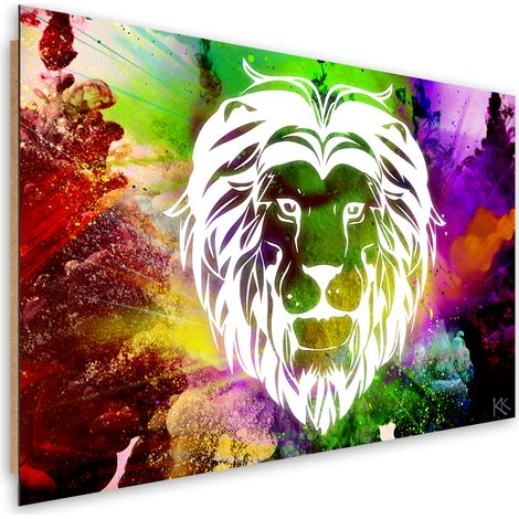 Quadro deco panel, Astrazione di leone colorato - 90x60 (1/5)