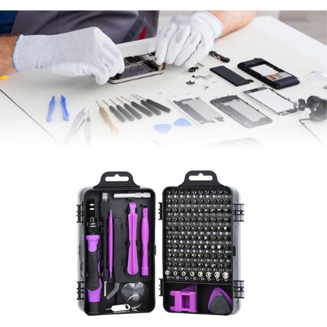 Jeu de tournevis en acier au carbone, outils multifonctionnels de démontage et de réparation électronique pour montres et téléphones portables (violet) (1/5)