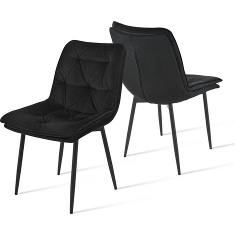 Goeurvant Elegante sedia da pranzo con schienale ergonomico, doppia imbottitura e rivestimento in velluto - Set di 2 - Nero