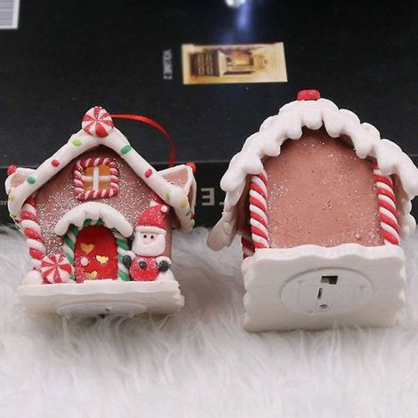 3 pièces décoration de maison en pain d'épice éclairée de noël maisons de village de noël miniatures illuminent la maison de (1/4)