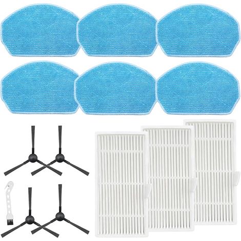 Accessoires de Rechange pour Cecotec Conga 999 Origin, pour EICOBOT BR150 aspirateur, 6 Chiffons + 3 filtres + 4 brosses latérales + 1 Brosse de Nettoyage (1/5)