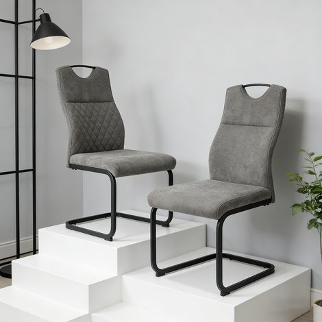 Ensemble de chaises flottantes avec dossier haut et revêtement en tissu (2 chaises, Gris)