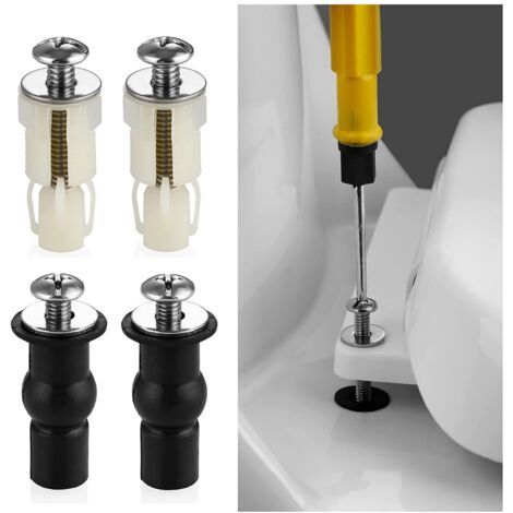 Fixation Abattant WC Vis, 4 Pièces Vis D'expansion pour Siège de Toilette, Convient aux Trous Borgnes Dans les Toilette, Rechange pour Abattant WC Fixations Charnières (1/5)