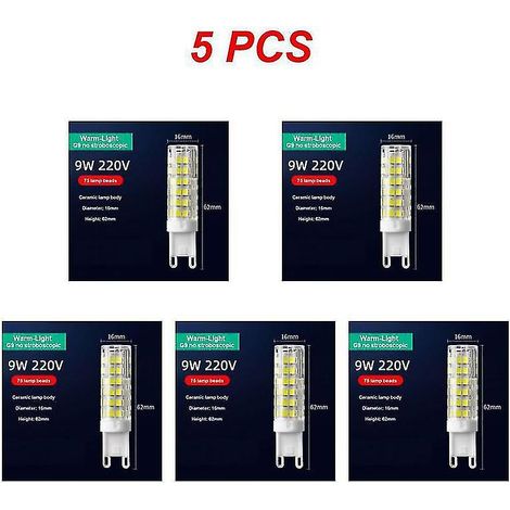 Packung mit 5/8/10 G9 LED-Lampen mit niedrigem Energieverbrauch, 9 W oder 10 W, Keramik, dimmbar, kompatibel mit Halogenlampen und Einbaustrahlern. (1/5)