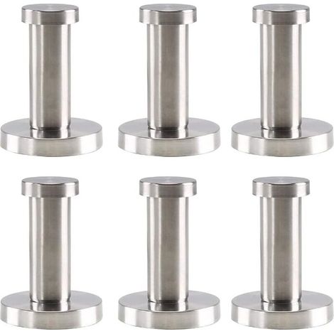 Set mit 6 runden, silberfarbenen Edelstahl-Wandhaken, Edelstahl-Wandhaken für Badezimmer, 52 mm, Wandhaken für Bademantel, Handtuch, Mantel, Schlafzimmer (1/4)