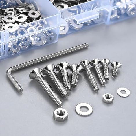 vis M3 M4, tête fraisée, six pans, argent (1/4)