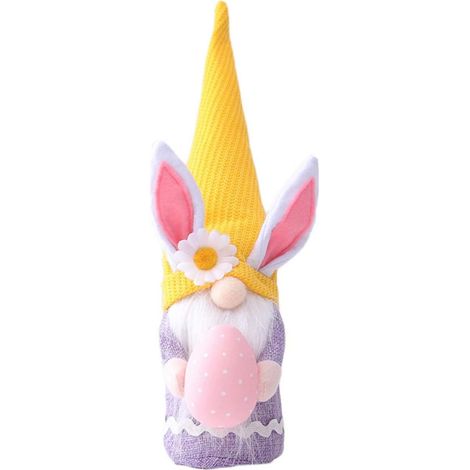3 Gnome, Peluche, Oreilles de lapin, Barbe longue, Feutre, Décoration intérieure, Cadeau de Pâques (1/5)