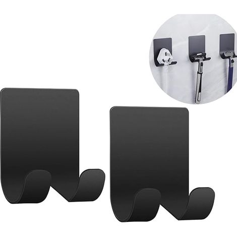 Soporte para maquinilla de afeitar, ganchos de acero inoxidable para maquinilla, montaje en pared, ganchos para ducha, baño y cocina - Negro (1/3)