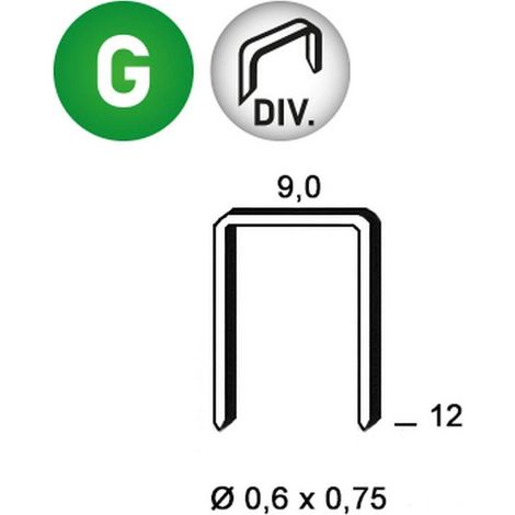 10 000 Agrafes Divergente V-12 - 9x12x0.6x0.75 mm - D-Work