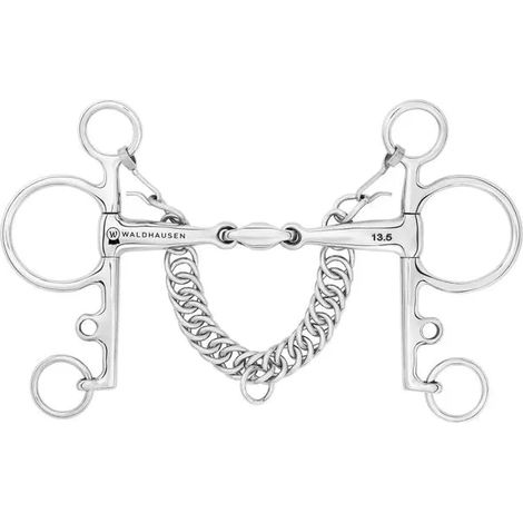 Bocado Waldhausen pelham doble articulado acero inoxidable 13.5 cm (1/2)