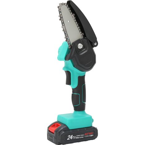 Mini tronçonneuse électrique de 10 cm, scie rechargeable à une main pour l'exploitation forestière et l'abattage d'arbres, petite scie électrique domestique, scie d'élagage à batterie au lithium. (1/5)
