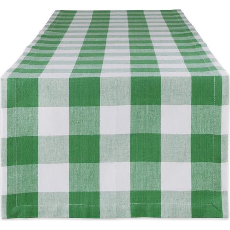 Chemin de table classique Farmhouse 35,6 x 182,9 cm Vert et blanc (1/5)