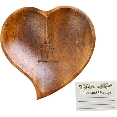 Herzförmige Gebetsschale – 3D-Gebetsschale in Herzform (Dunkelbraun + Grußkarte 24 x 23 x 3 cm (480 g)) – Ideales Geschenk (1/2)