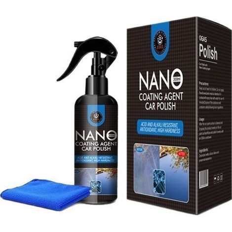 Agent de nano-revêtement automobile OGAS, revêtement cristallin pour peinture automobile, éclaircissant, détachant, hydrofuge, traitement anti-pluie à action rapide, kit de 300 ml + serviette