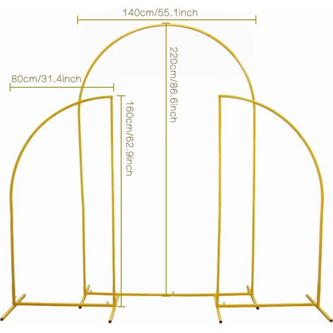 Pack de 3 cadres d’arche de mariage – Métal doré – Style 2 – Support de fond pour cérémonie, baby shower, anniversaire, réception