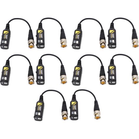 Lot de 5 paires Connecteur BNC Vidéo 8MP Balun Faible Perte Protection Foudre Émetteur Paire Torsadée (1/5)