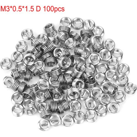 100pcs M3 Stainless Steel SS304 Coiled Wire Helical Screw Thread Inserts (M30.51.5 D)