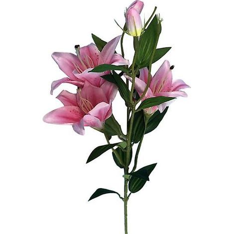 Branche de lys artificiels éclatants (6 têtes/branche) pour Pâques, décoration pour la maison, les mariages et les fêtesrose foncé (1/5)