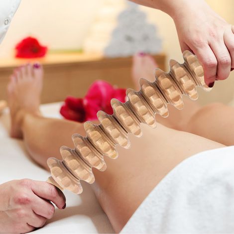 Rouleau de Massage en Bois pour Soins du Corps - Bâton de Massage Anti-Cellulite avec Grip Confortable (1/5)