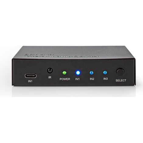 Nedis HDMI  Schalter / 3-Port / 1x USB-C / 2x HDMI Eingang / 1x HDMI Ausgang / 4K@60Hz / 18.0 Gbps / Metall / Anthrazit (1/5)
