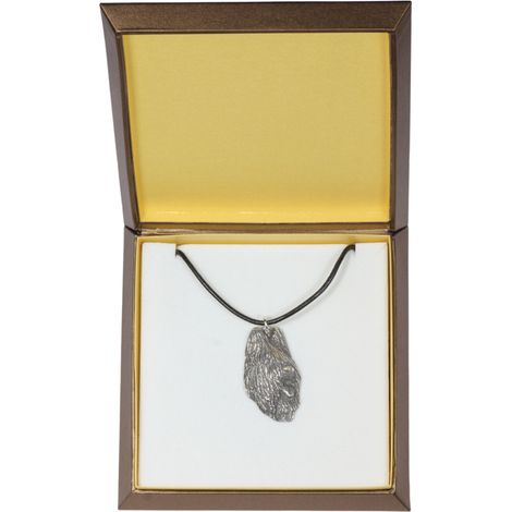 Pastore francese Briard, Berger de Brie I - collana con cane in confezione regalo, medaglione placcato argento per gli amanti dei cani, ciondolo di grande effetto di Art-Dog (1/5)