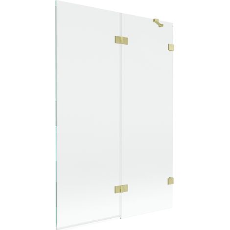 Mexen Lunar paroi de baignoire 2-volets droite 120 x 150 cm, transparent, or brossé - 897-120-100-55-00-P (1/5)