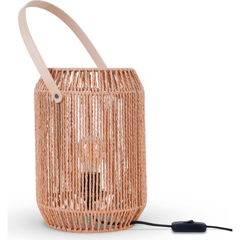 Paco Home Lámpara De Mesa Escritorio Mesilla Lámpara De Lectura Pantalla Boho E27 Tipo 1, Naturaleza