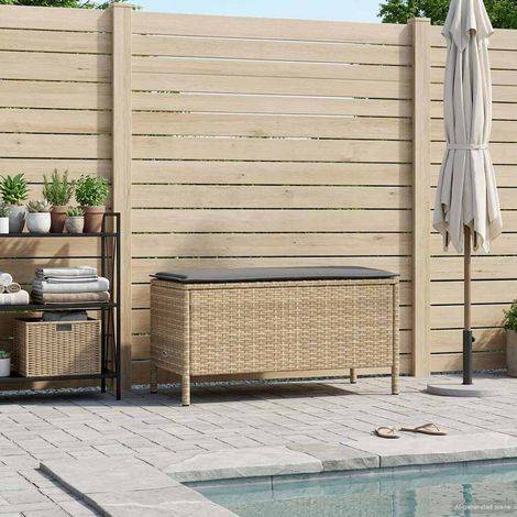 vidaXL Garden Footstool Beige and Light Grey 80 x 38 x 42 cm PE Rattan