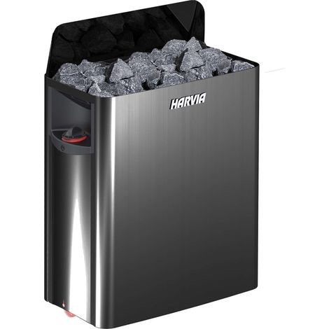Riscaldatore per sauna Harvia The Wall in acciaio nero con unità di controllo integrata 6 kW