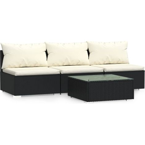Maison Exclusive - 4-tlg. Garten-Lounge-Set mit Kissen Schwarz Po