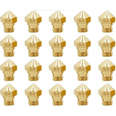 Ricambi per stampanti 3D - Ugelli per stampanti 3D - 20 ugelli con filettatura M7 da 0,4 mm, in ottone MK10, adatti per filamento da 1,75 mm