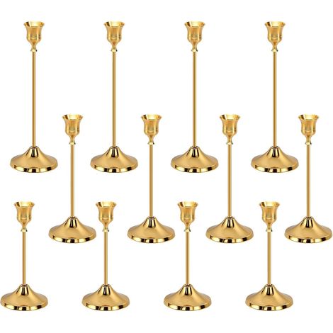 Pièces Bougeoir Doré, Bougeoirs Vintage Chandelier Bougeoir, Hauteurs Bougeoirs Métal Chandeliers Coniques Bougeoir Doré pour Mariages Fêtes Dîners Décoration de Table (1/5)