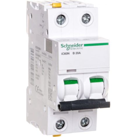 Interruttore automatico 2P B 20A 6kA AC iC60N-B20-2 A9F03220