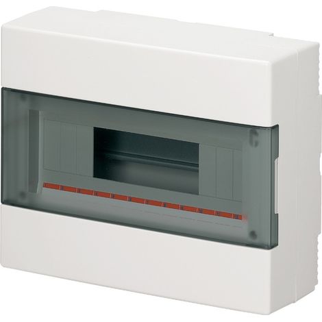 Centralino da parete, 12 moduli, con morsettiera 6x10mm, bianco, IP40, sportello reversibile fumè - Elettrocanali EC60012BE