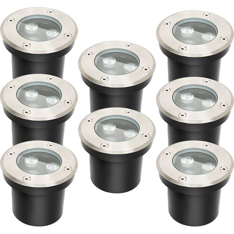 Lumières enterrées 3W lampadaire IP67 lumière LED encastré sol spot - le noir 8x
