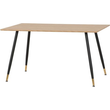 Hamilton Medium Dining Table - L80 x W140 x H75 cm - Medium Oak Effect/Black