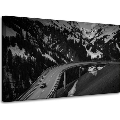 Leinwanddruck Naturstraße durch die Berge 100x60 cm