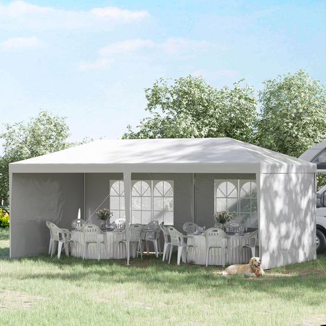 Carpa plegable de jardín para fiestas y eventos con paneles desmontables, 5,83 x 2,95 m, blanca.