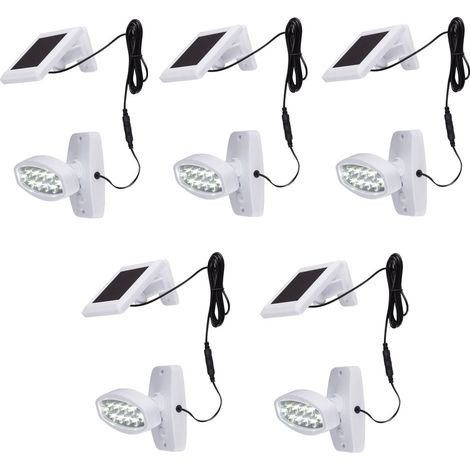 5er Set LED Solar Außen Leuchte Lampe Bewegungsmelder Wand Strahler Beleuchtung (1/5)