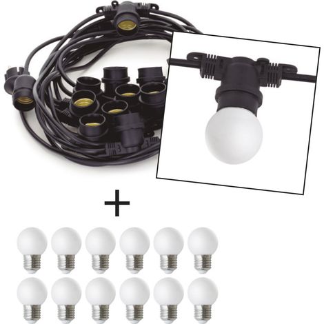 Guirnalda PORTOFINO IP65 E27 LED Bulb 12x3W 330lm(2400lm) CRI80 3000K Negro (1/2)