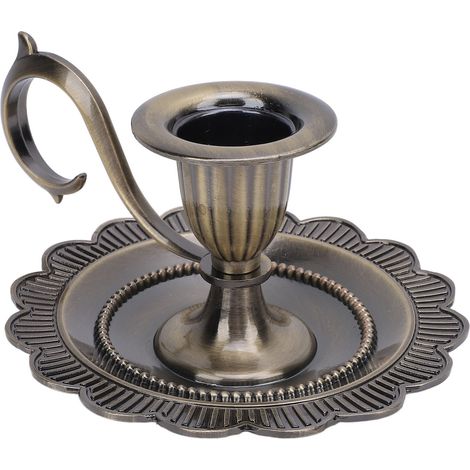 Retro-Kerzenständer mit Vintage-Griff, Zinklegierung, europäischer Stil, Tischkerzenständer, Heimdekoration, Bronze (1/5)