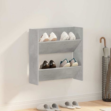 Zapatero de pared madera contrachapada gris hormigón 60x18x60cm